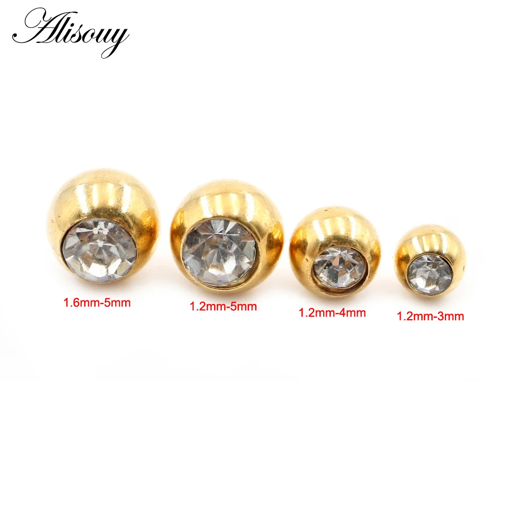 2 Pieces 14G/16G Zircon Stainl - Body Jewelry Replacement Ball 评论和价格