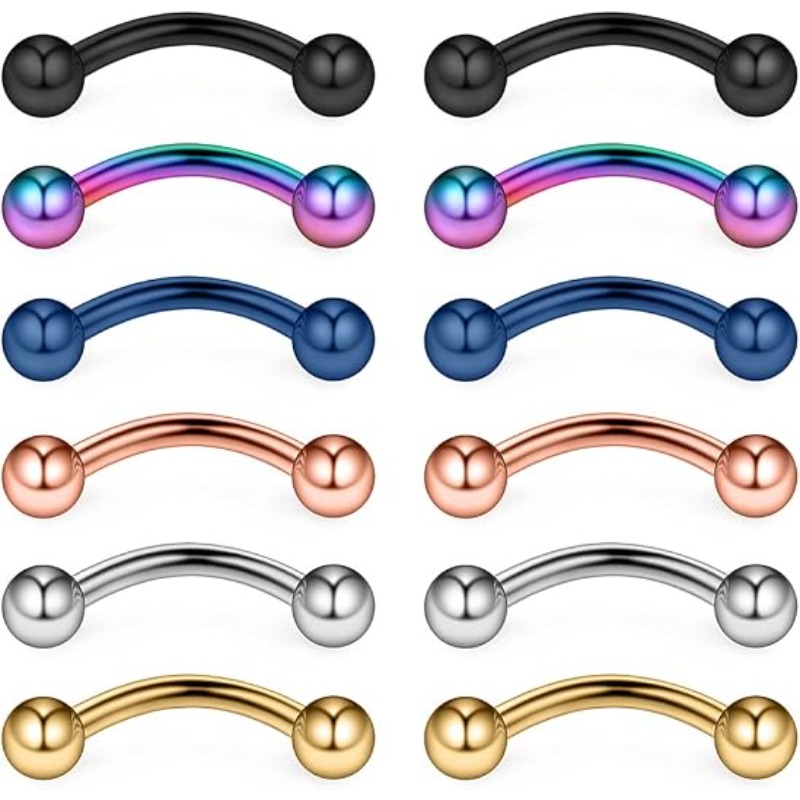 12PCS 16G Surgical Steel Eyebr - Body Jewelry Surgical Steel 评论和价格