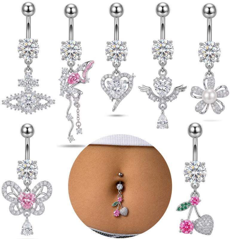 1Pcs Dangle Belly Button Rings - Body Jewelry Surgical Steel 评论和价格