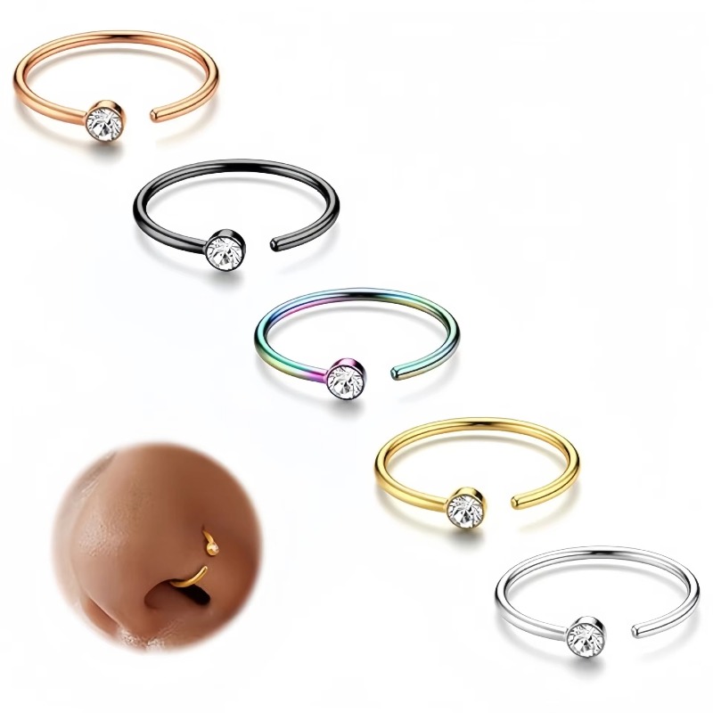 5pcs 18G Nose Rings C-Shaped N - Body Jewelry Surgical Steel 评论和价格
