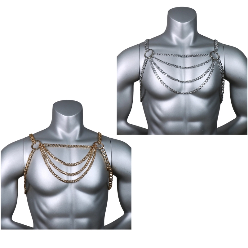 Men's Sexy Metal Body Chest Ch - Body Jewelry Necklace 评论和价格