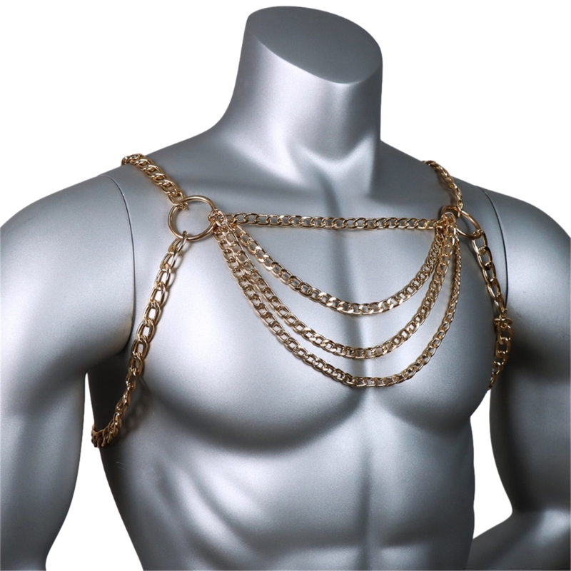 Men's Sexy Metal Body Chest Ch - Body Jewelry Necklace 评论和价格
