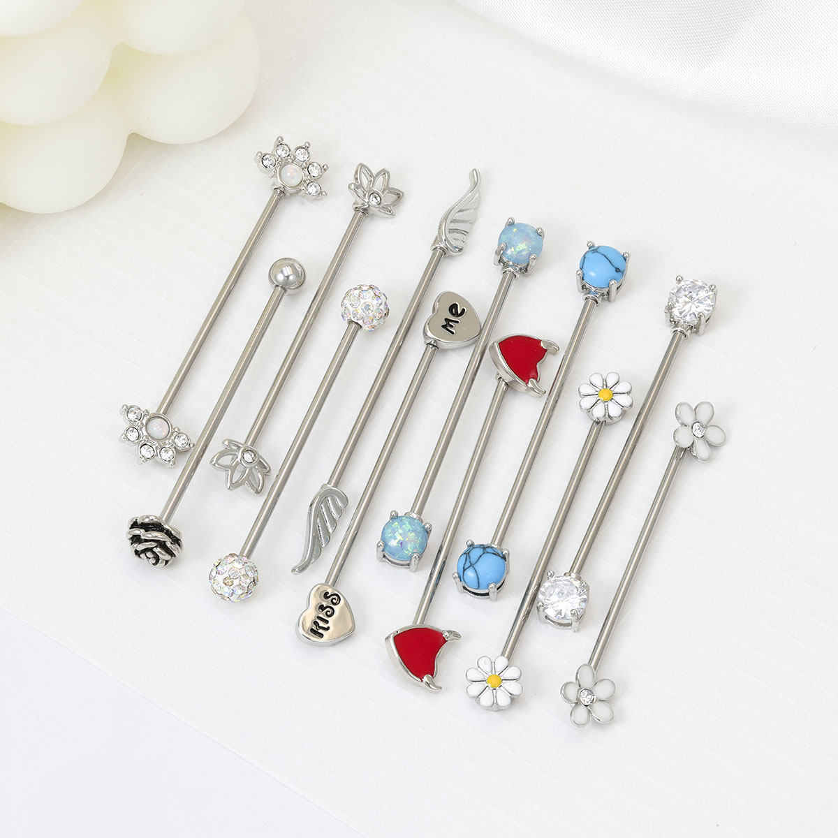 16G Arrows Hearts Industrial B - Body Jewelry Surgical Steel 评论和价格
