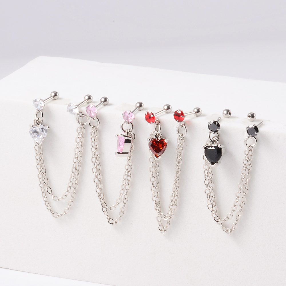 1PC Surgical Steel CZ Gem Ear  - Body Jewelry Surgical Steel 评论和价格