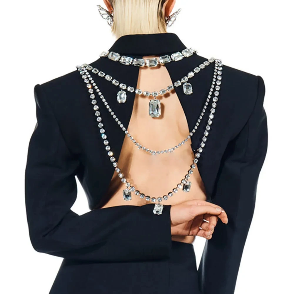 Shine Rhinestone Long Tassel B - Body Jewelry Necklace 评论和价格