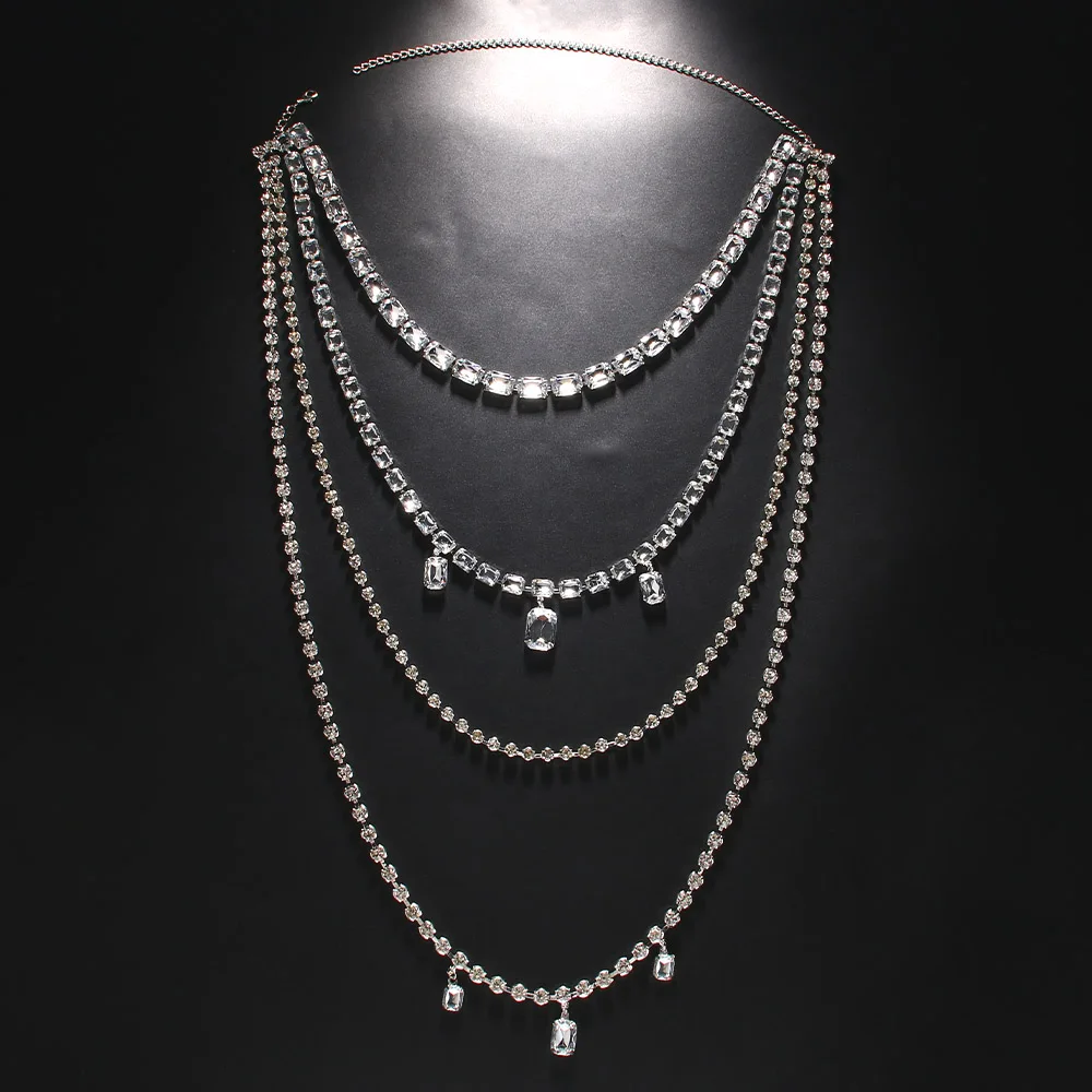 Shine Rhinestone Long Tassel B - Body Jewelry Necklace 评论和价格