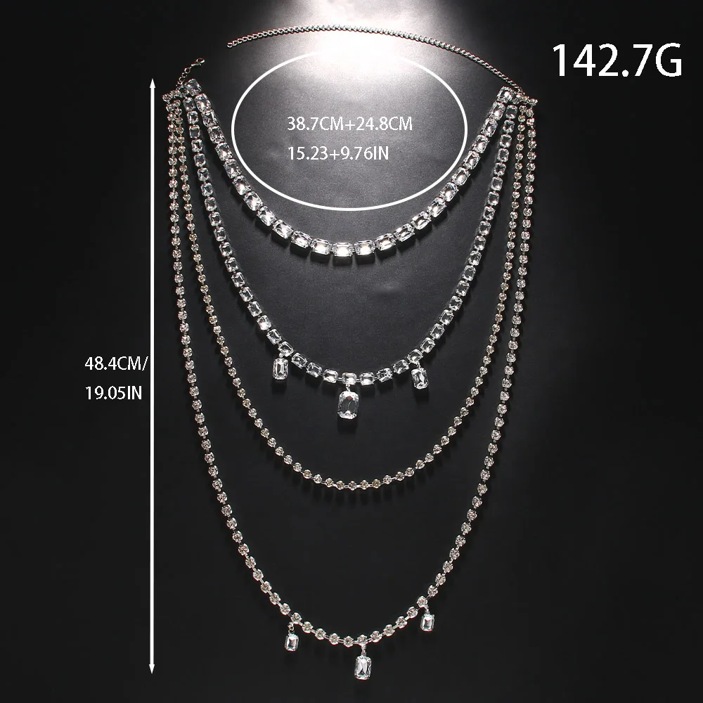 Shine Rhinestone Long Tassel B - Body Jewelry Necklace 评论和价格